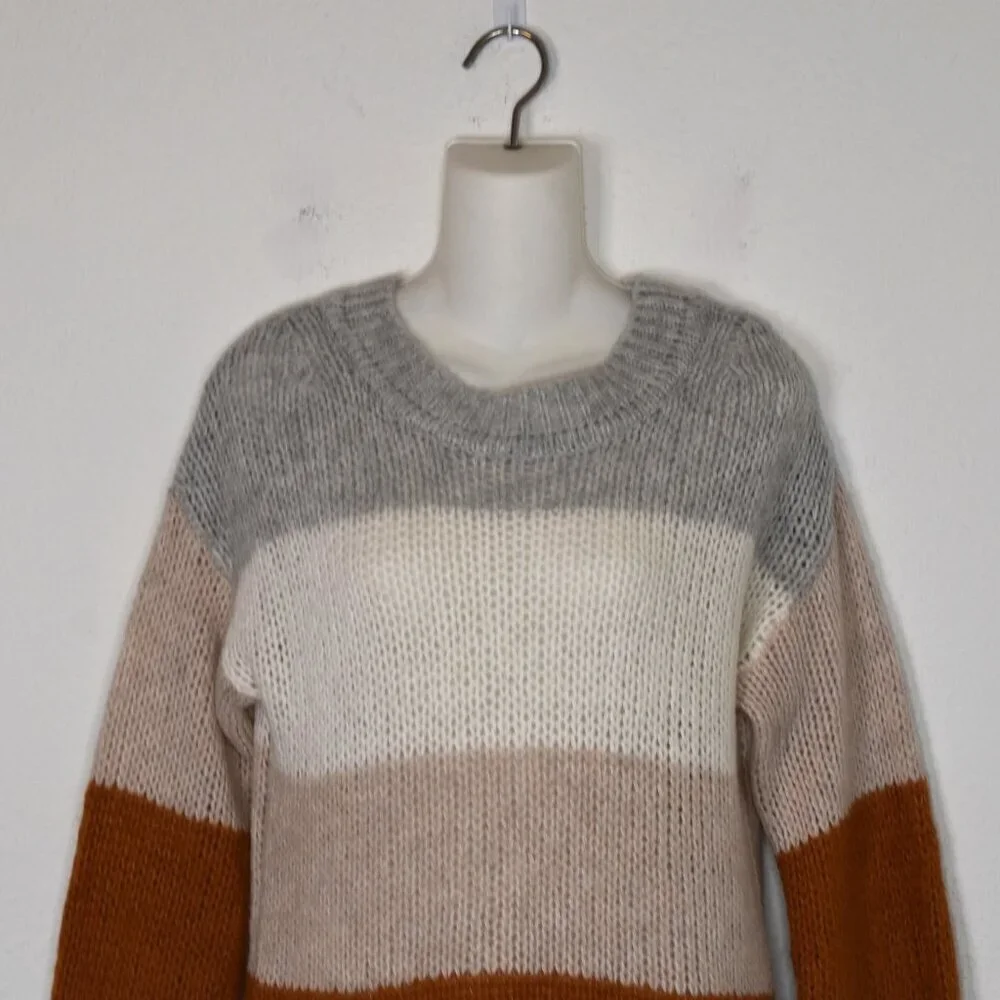GAP Alpaca Wool Sweater Sz S Colorblock Slouchy Neutral Minimalist Boho